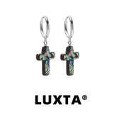 Original Sterling Silver Mother-of-pearl Cross Earrings