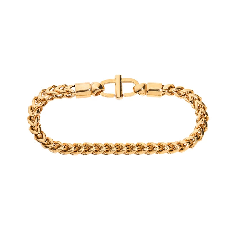 Golden Three-dimensional Cuban Bracelet