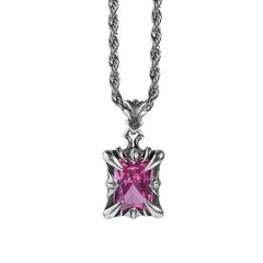 925 Silver Retro Aged Pink Gemstone Pendant