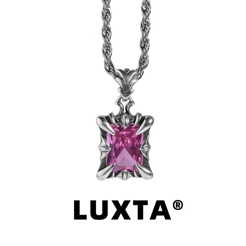 925 Silver Retro Aged Pink Gemstone Pendant
