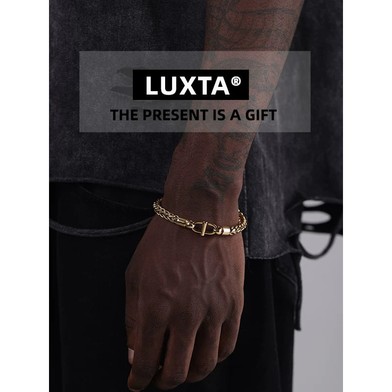 Golden Three-dimensional Cuban Bracelet